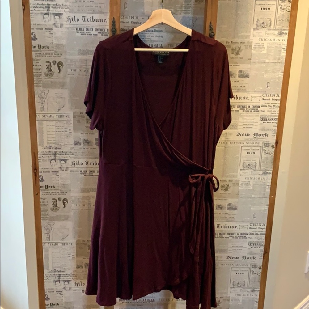 Burgundy Plus Wrap Dress